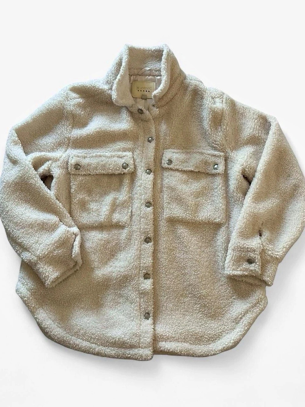 BLANKNYC Shortbread Cream Sherpa Teddy Shacket Jacket L